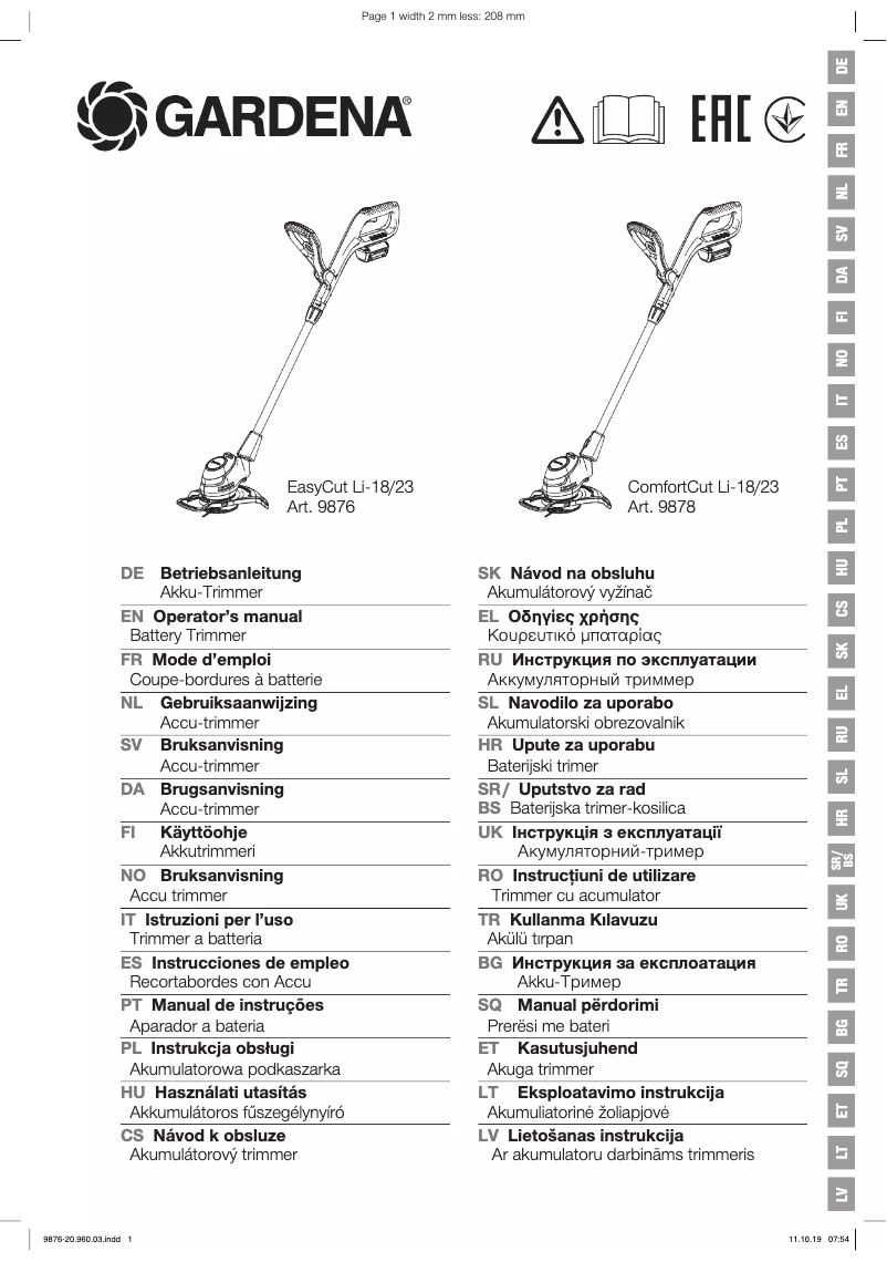Page n°1 - Manuel utilisateur Gardena ComfortCut Li-18/23