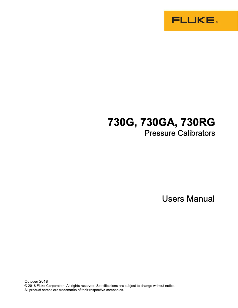 Page 1 de la notice Manuel utilisateur Fluke 730G