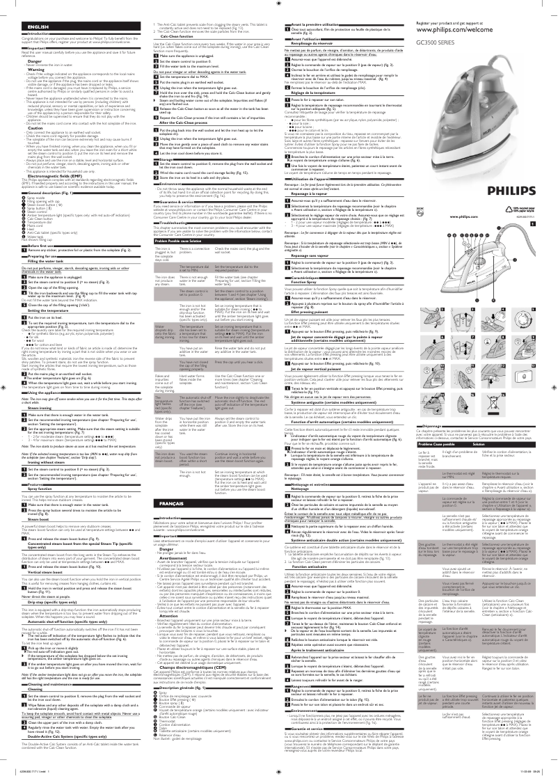 Page 1 de la notice Manuel utilisateur Philips SmoothCare GC3569