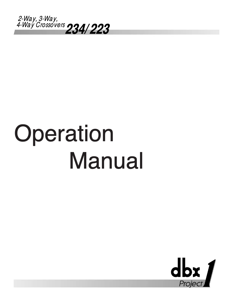 Page 1 de la notice Manuel utilisateur DBX 234 Project 1