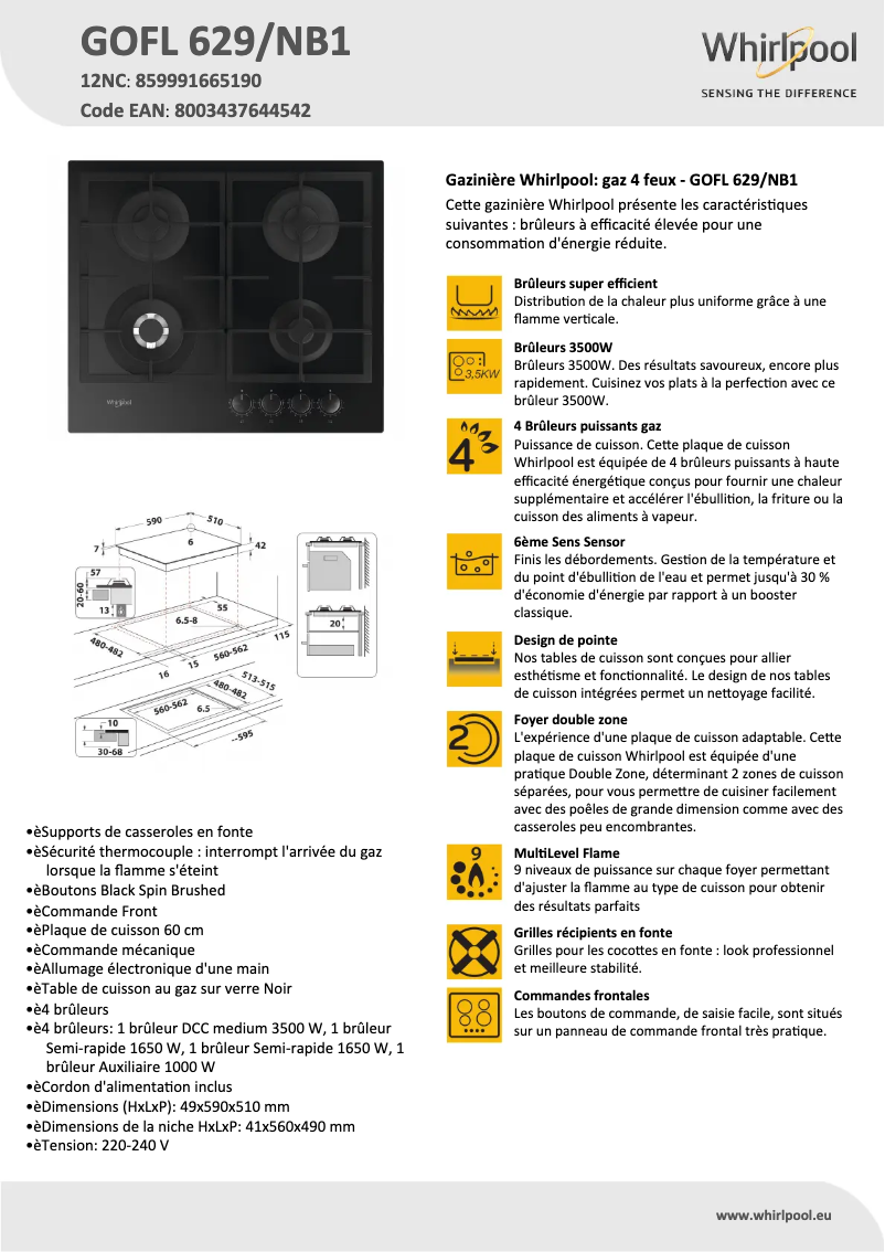 Imagen de la primera página del manual del dispositivo GOFL 629/NB