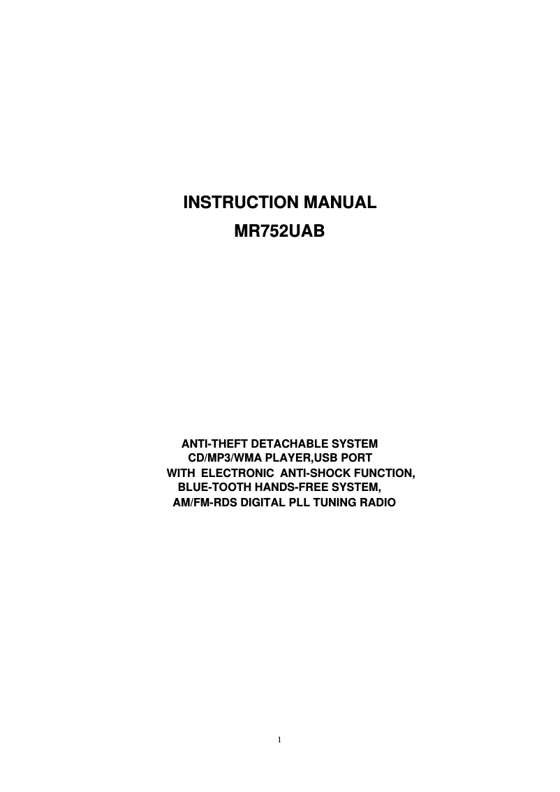 Page n°1 - Manuel utilisateur Boss MR752UAB