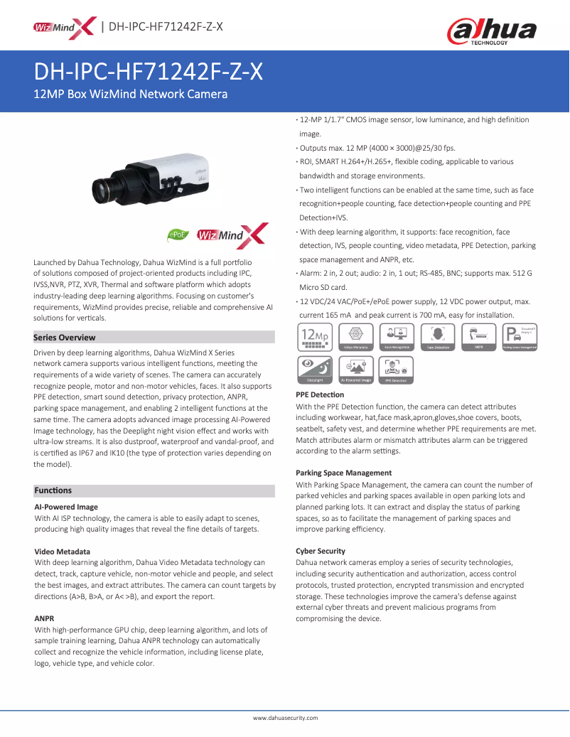 Image de la première page du manuel de l'appareil IPC-HF71242F-Z-X