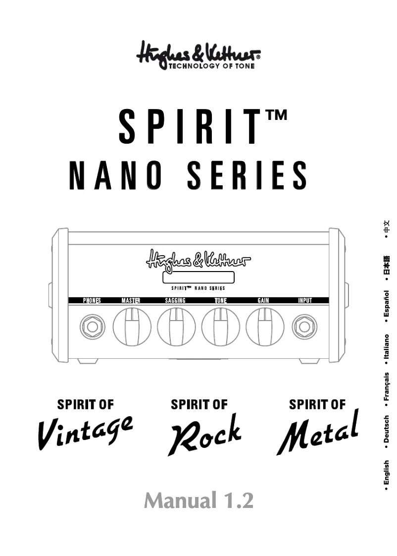 Page 1 de la notice Manuel utilisateur Hughes & Kettner Spirit Nano Series