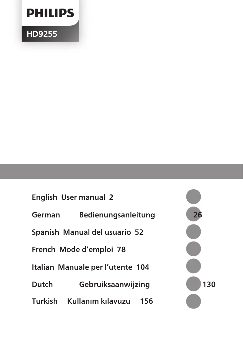 Page 1 de la notice Manuel utilisateur Philips Airfryer HD9255