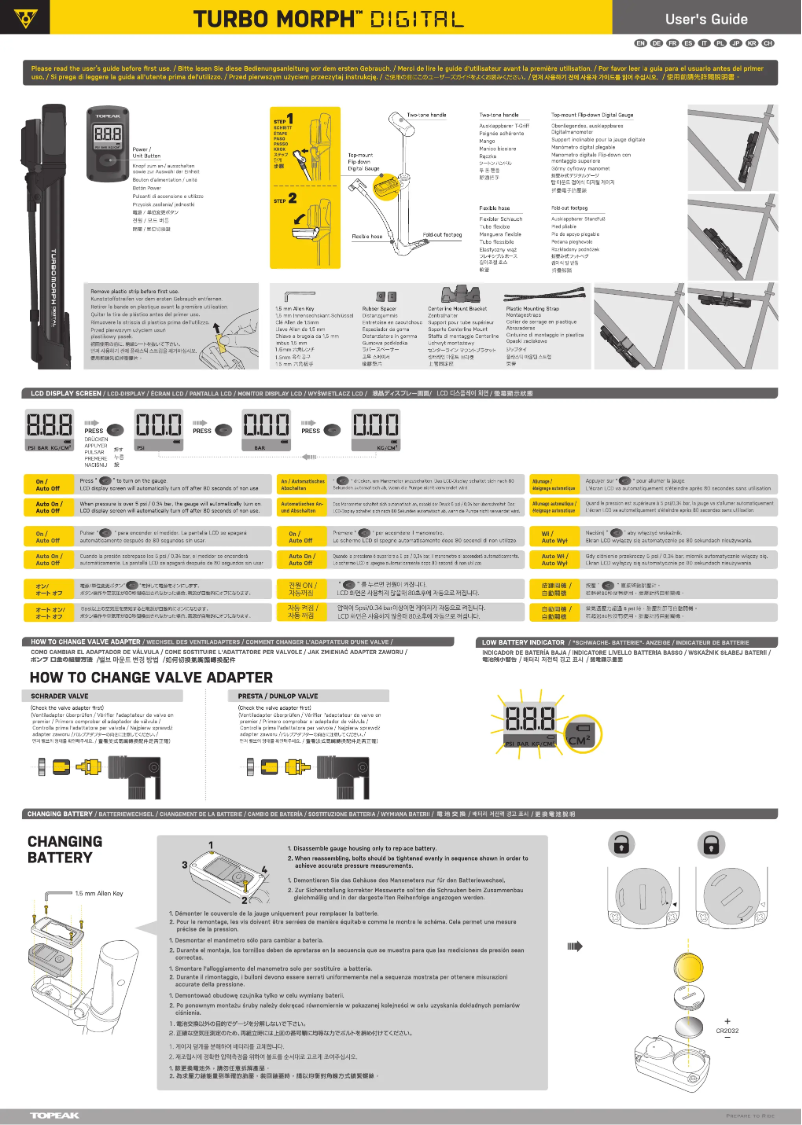 Page 1 de la notice Manuel utilisateur Topeak Turbo Morph Digital