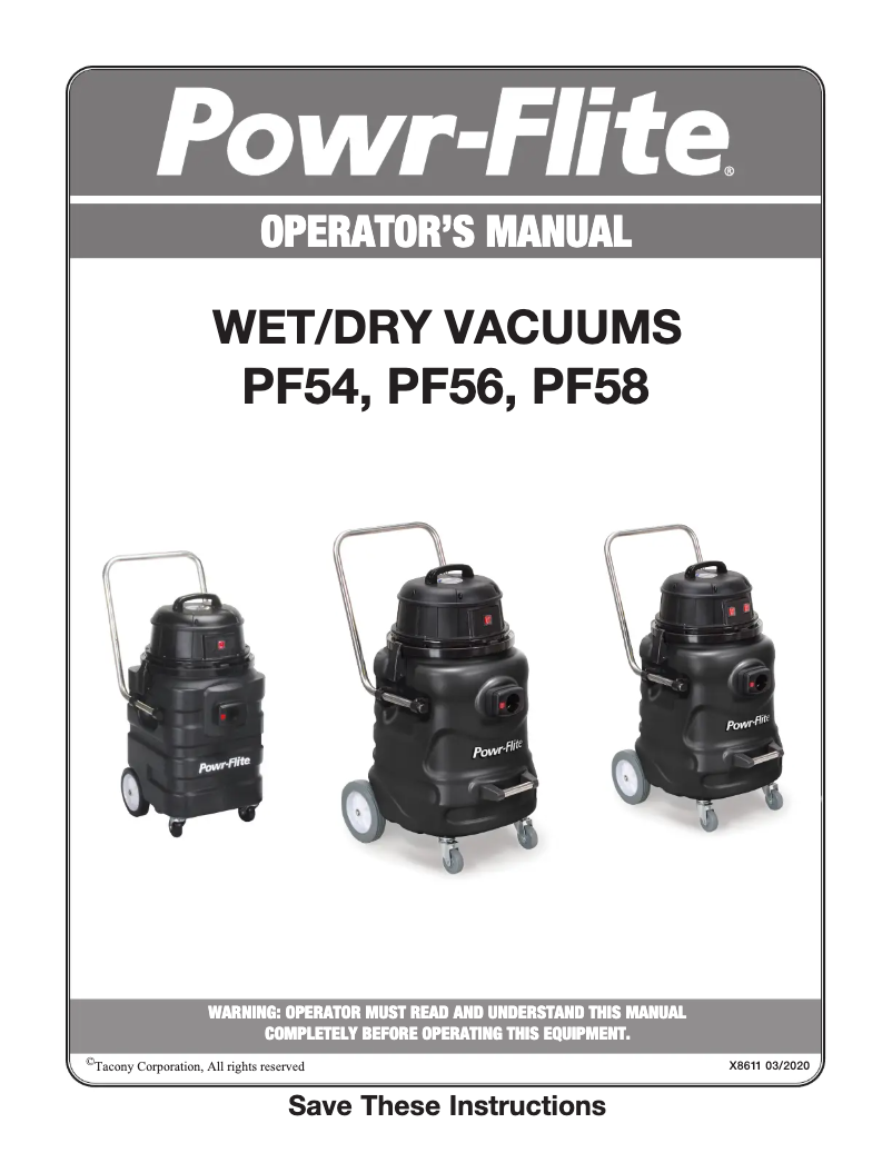 Página 1 del manual Manual de usuario Powr-Flite PF54