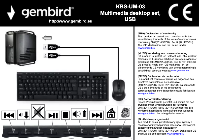 Page 1 de la notice Manuel utilisateur Gembird KBS-UM-03