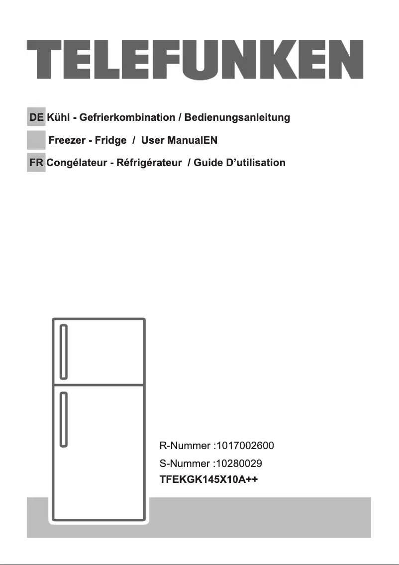 Page n°1 - Manuel utilisateur Telefunken TFEKGK145X10A++