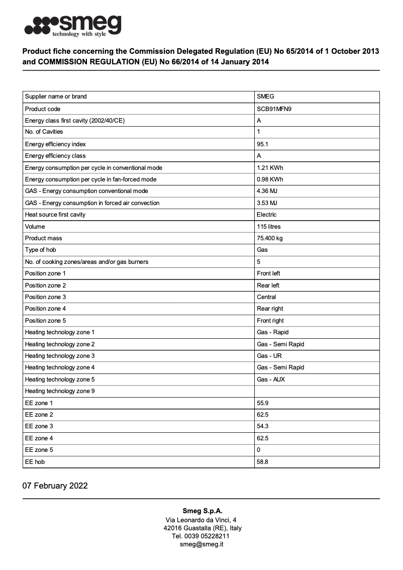 Page 1 de la notice Brochure Smeg SCB91MFN9