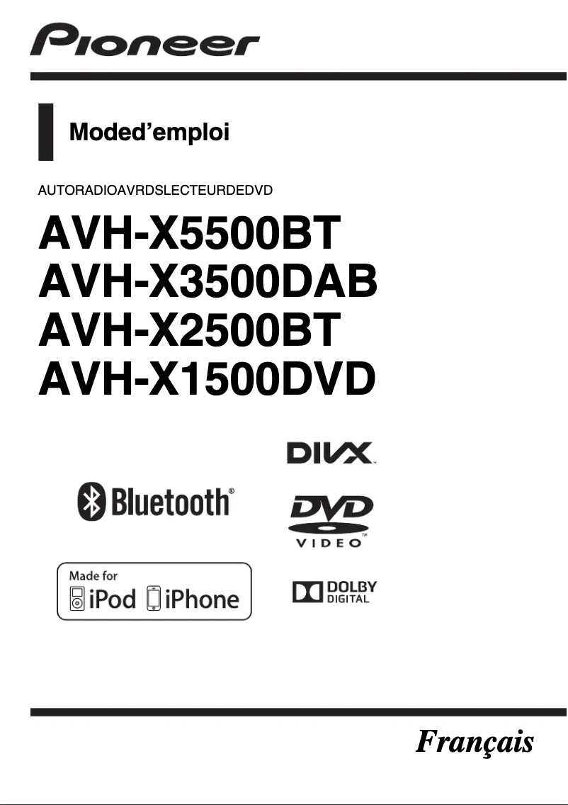 Page n°1 - Manuel utilisateur Pioneer AVH-X1500DVD