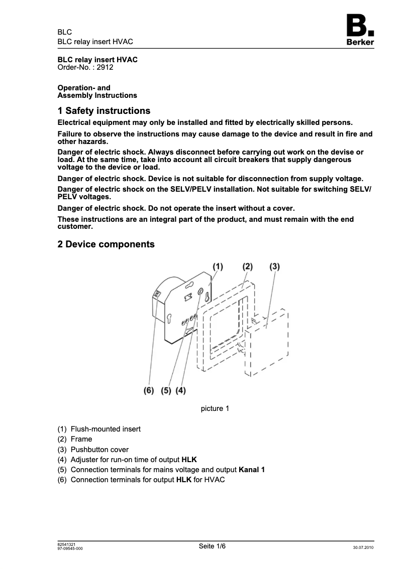 Página 1 del manual Manual de usuario Berker 2912