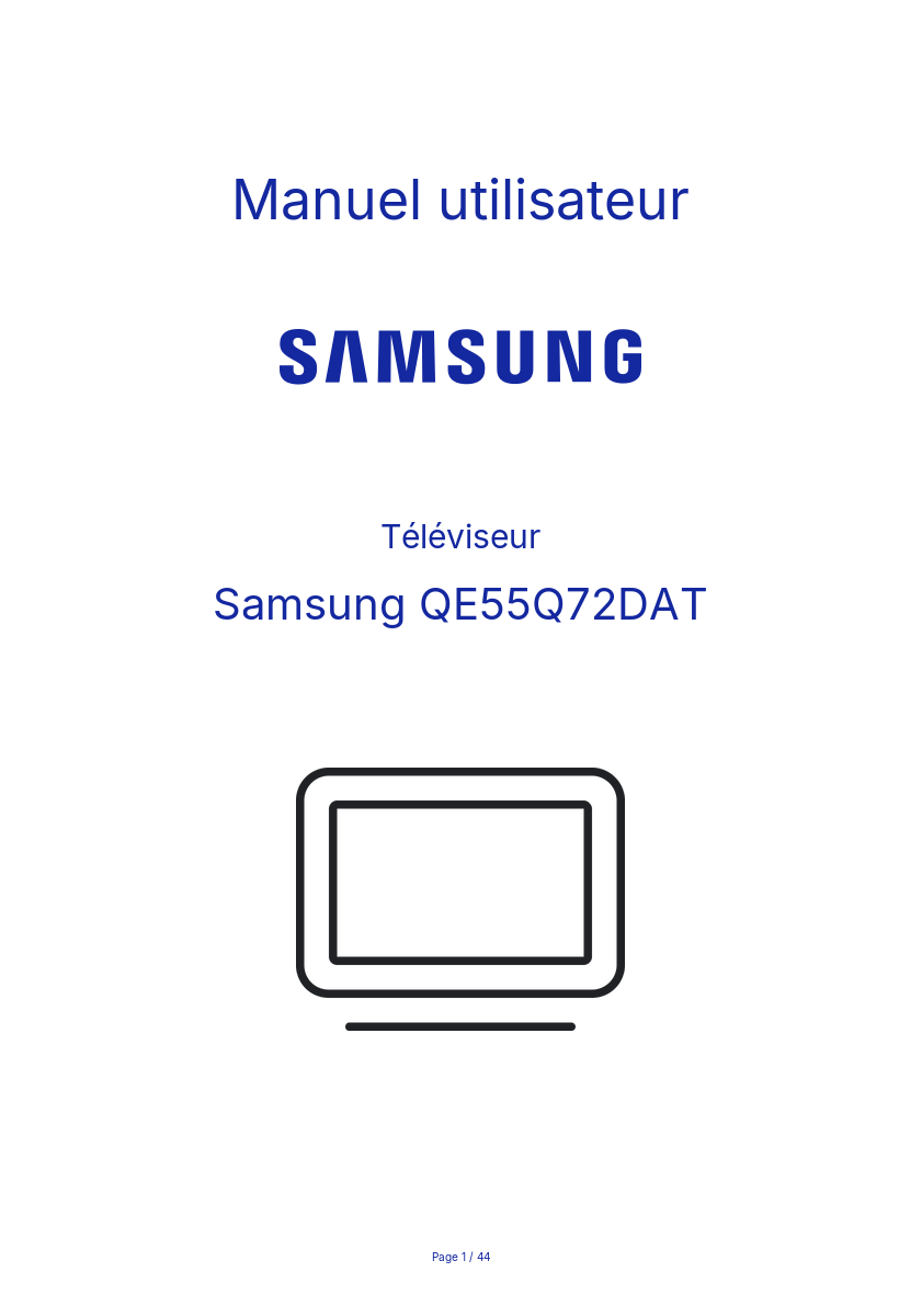 Page n°1 - Manuel utilisateur Samsung QE55Q72DAT