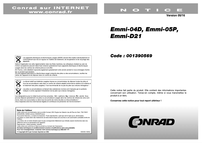 Imagen de la primera página del manual del dispositivo Emmi-04D
