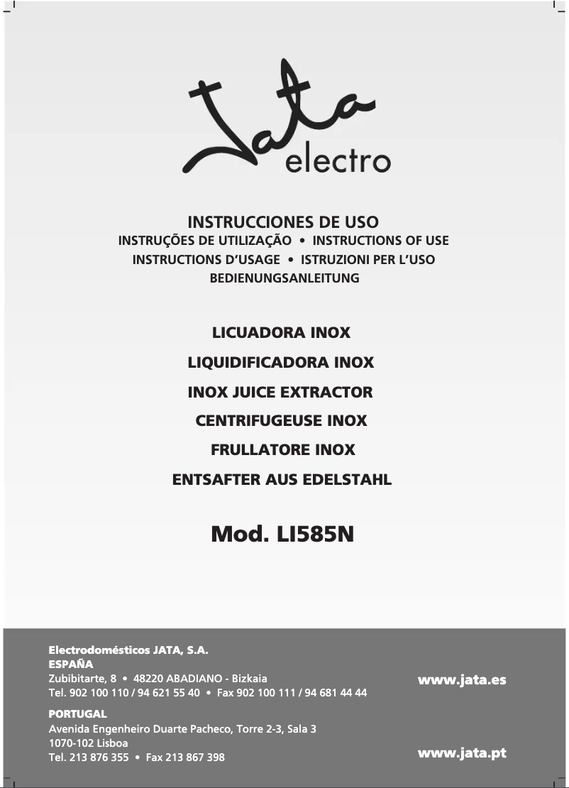 Page 1 de la notice Manuel utilisateur Jata LI585N