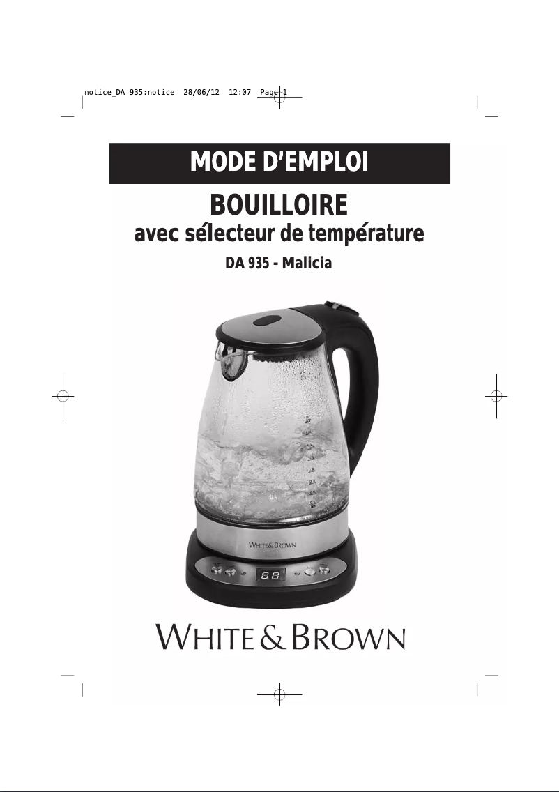 Image de la première page du manuel de l'appareil DA 935