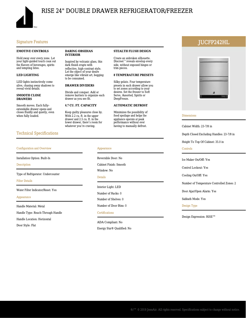 Image de la première page du manuel de l'appareil JUCFP242HL