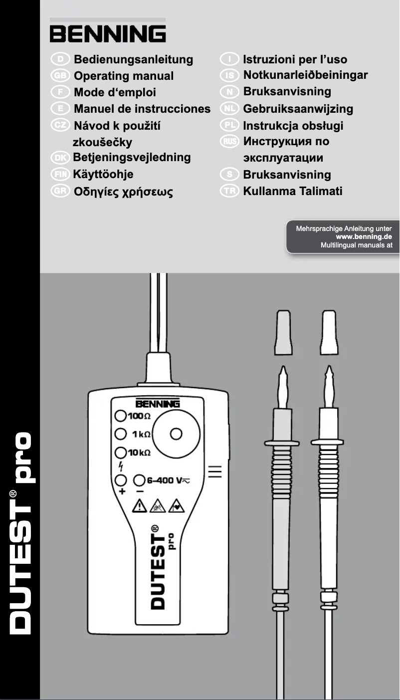 Imagen de la primera página del manual del dispositivo DUTEST pro
