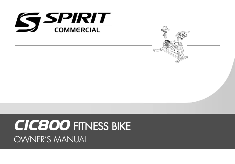 Page 1 de la notice Manuel utilisateur Spirit Fitness CIC800
