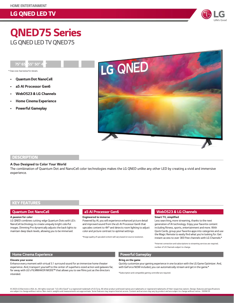 Image de la première page du manuel de l'appareil 50QNED75URA