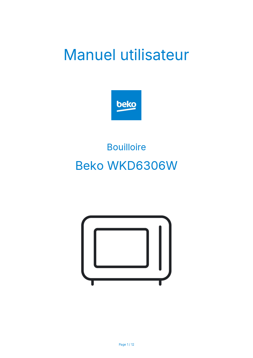 Page n°1 - Manuel utilisateur Beko WKD6306W