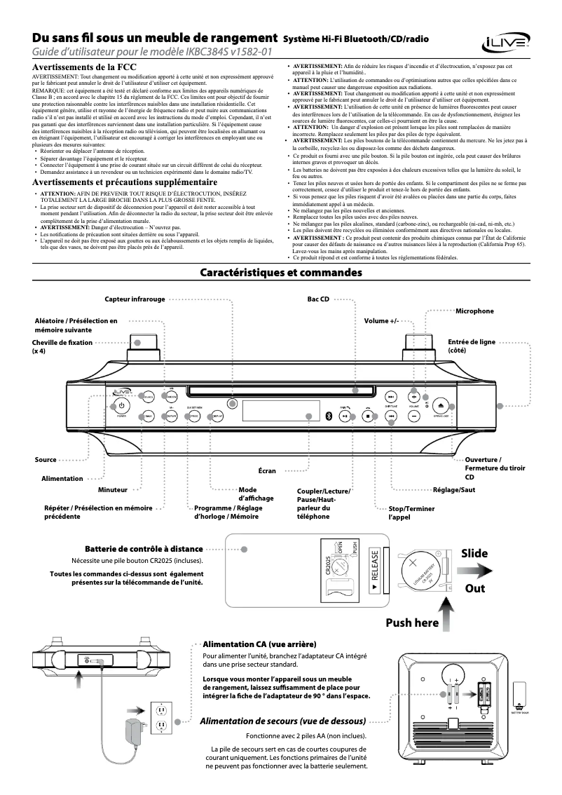 Page 1 de la notice Manuel utilisateur iLive IKBC384S