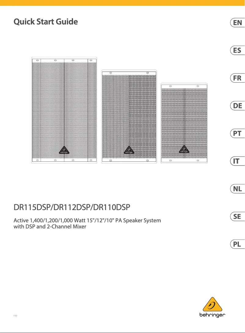 Page n°1 - Guide de démarrage rapide Behringer DR110DSP