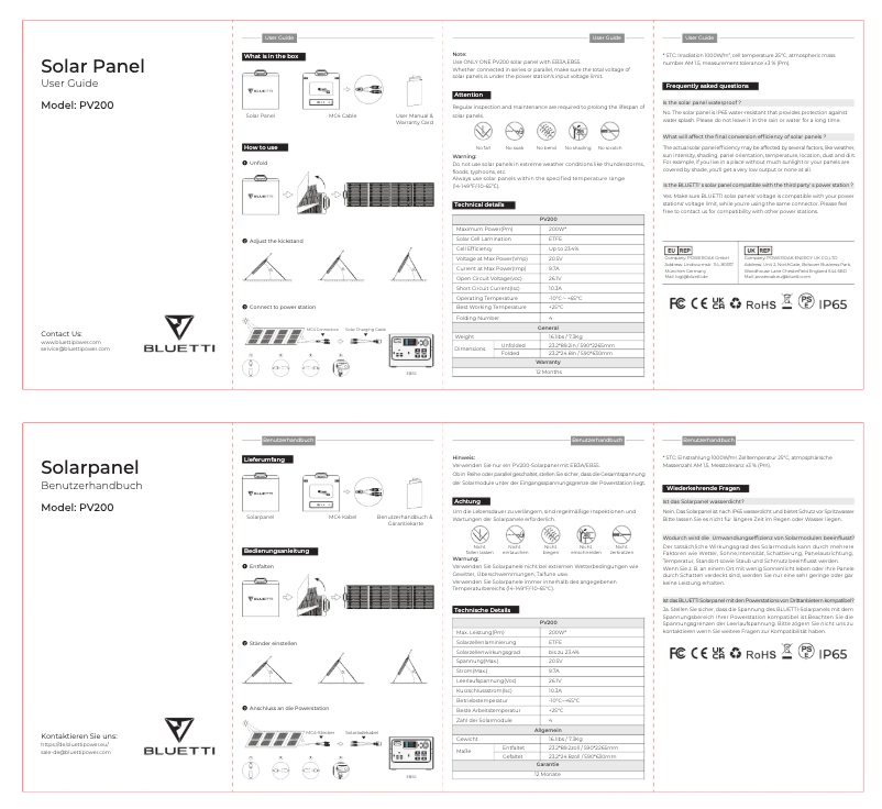 Page n°1 - Manuel utilisateur Bluetti PV200