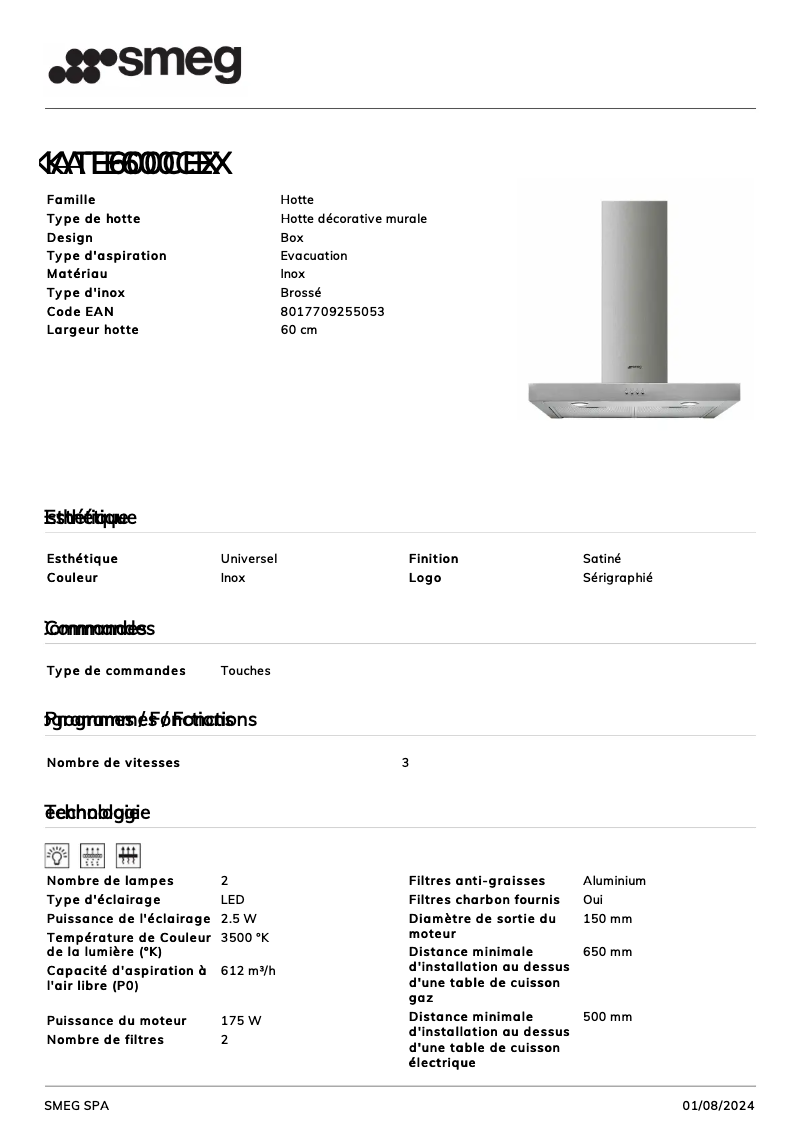 Image de la première page du manuel de l'appareil KATE600CEX