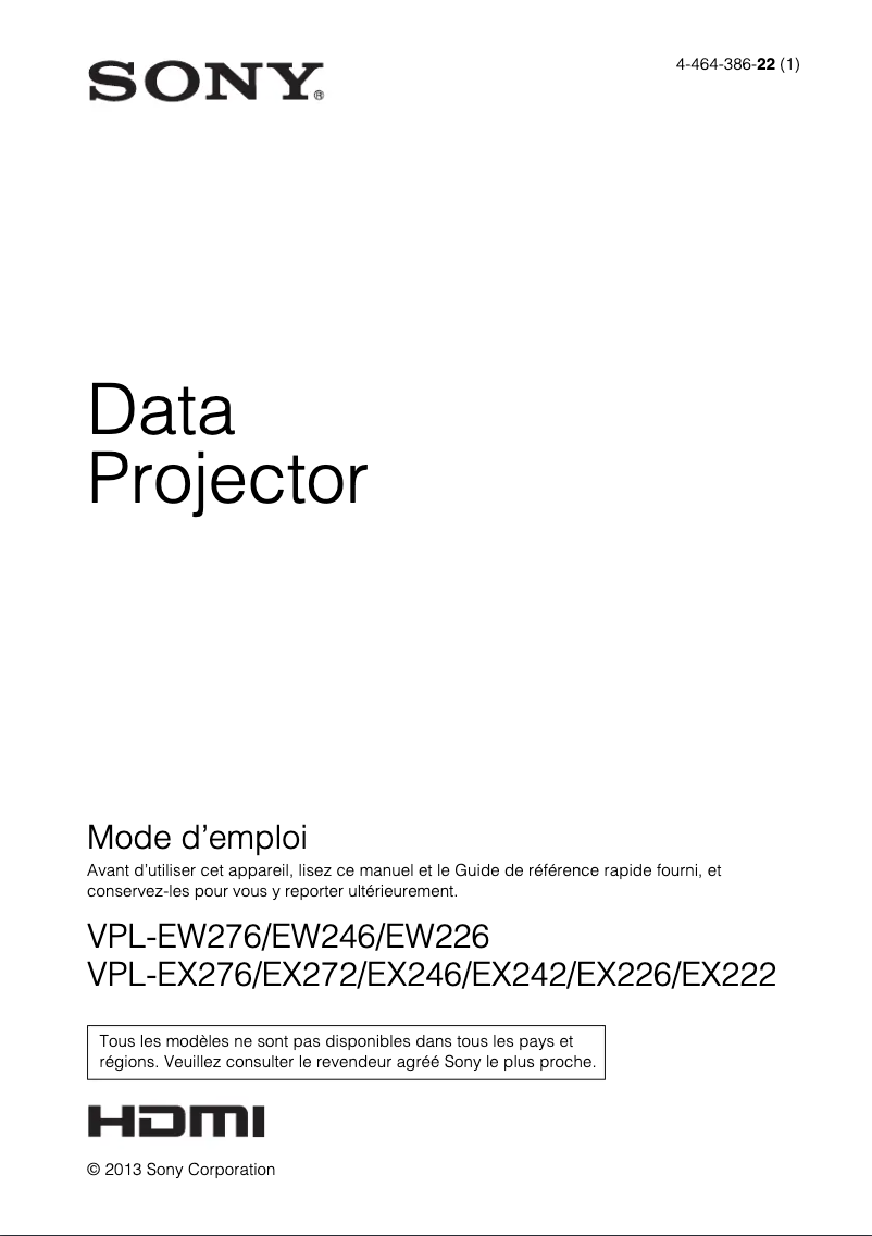 Página 1 del manual Manual de usuario Sony VPL-EX246