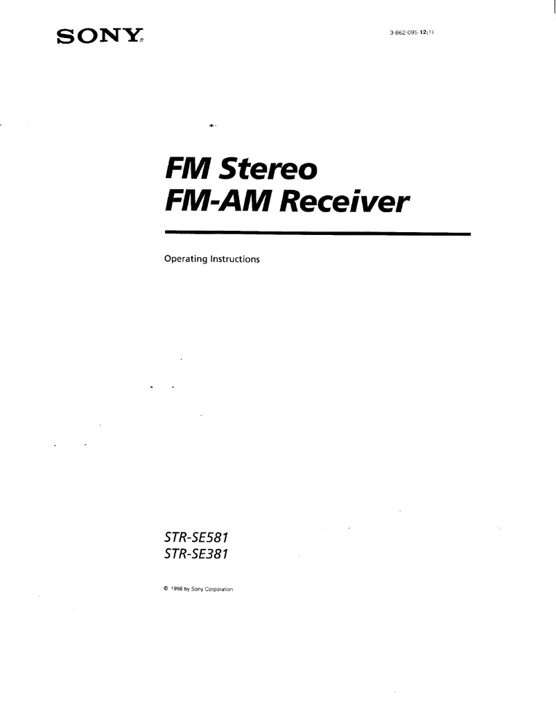 Page 1 de la notice Manuel utilisateur Sony STR-SE581