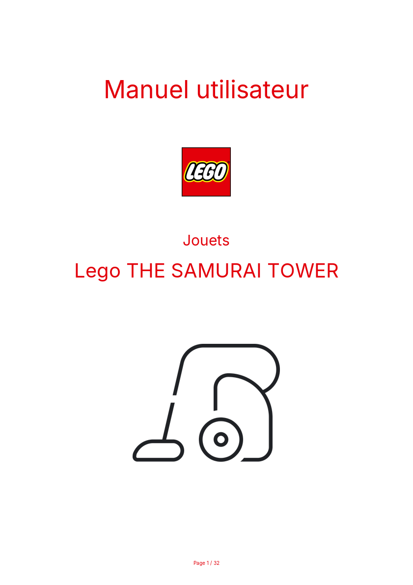 Page n°1 - Manuel utilisateur Lego THE SAMURAI TOWER