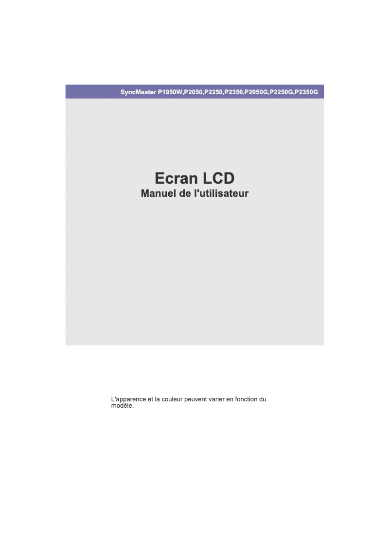 Page n°1 - Manuel utilisateur Samsung SyncMaster P2350