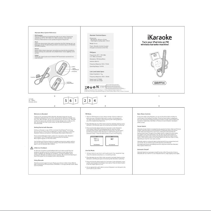 Page 1 de la notice Manuel utilisateur Griffin iKaraoke