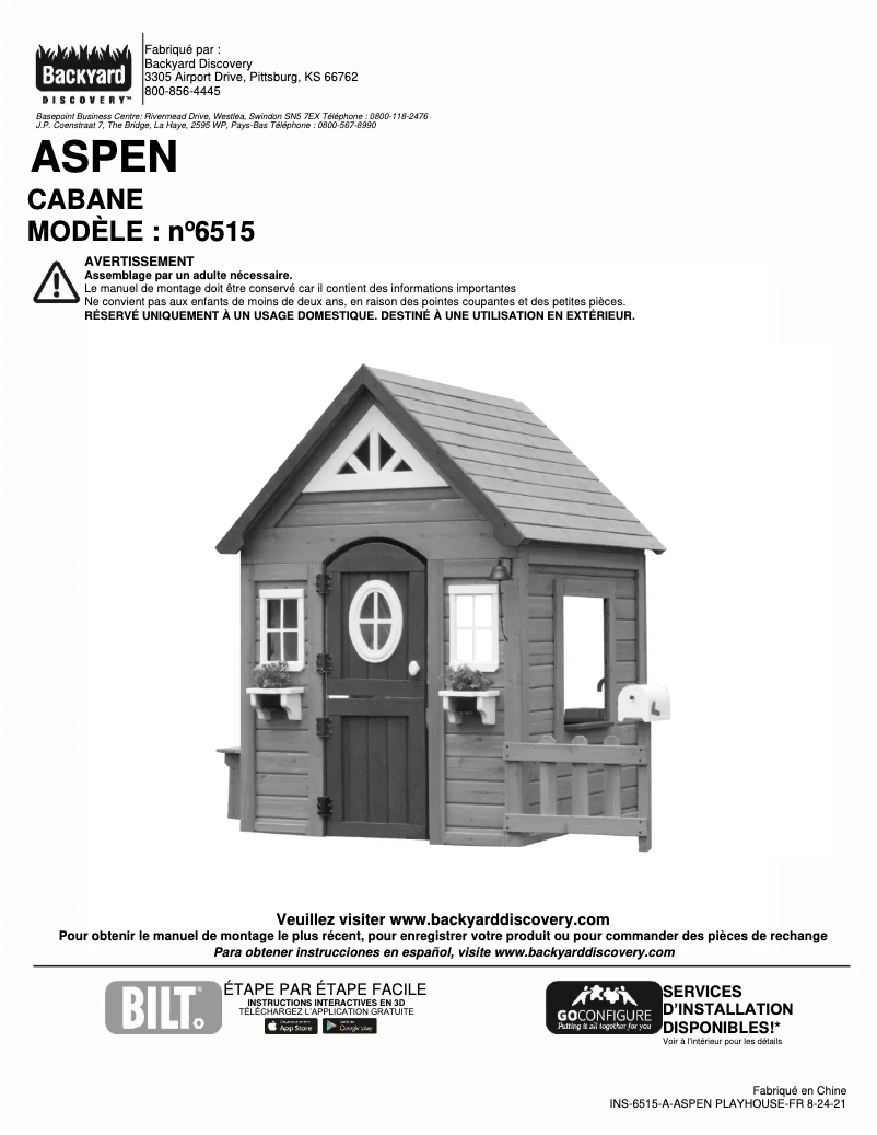 Page 1 de la notice Manuel utilisateur Backyard Discovery Aspen