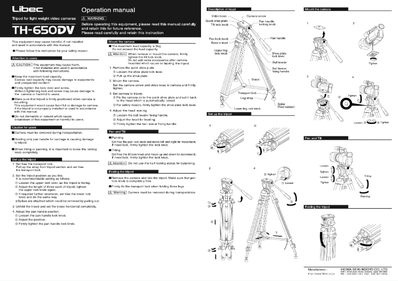Page 1 de la notice Manuel utilisateur Libec TH-650DV