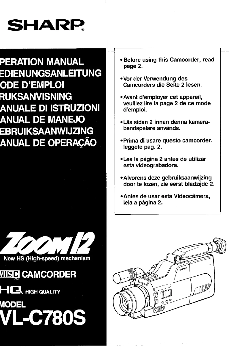 Image de la première page du manuel de l'appareil VL-C780S