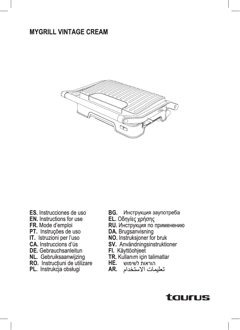 Page 1 de la notice Manuel utilisateur Taurus MyGrill Vintage