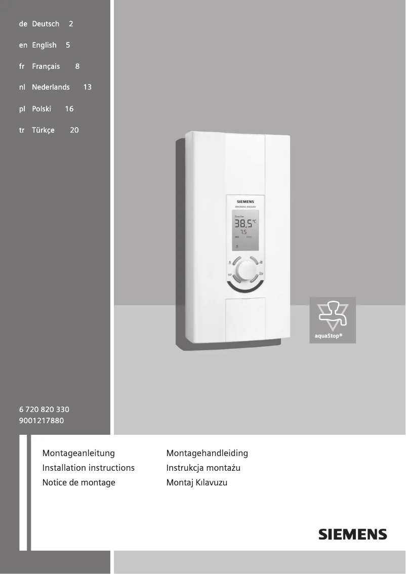 Page 1 de la notice Guide d'installation Siemens DE2124628M