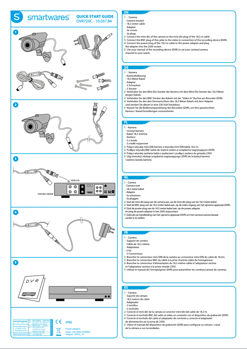Page 1 de la notice Manuel utilisateur Smartwares DVR720C