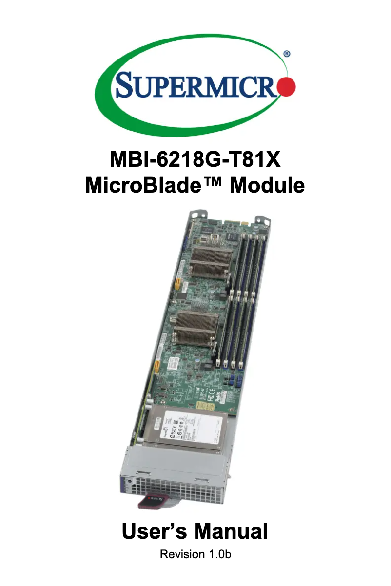 Page 1 de la notice Manuel utilisateur Supermicro MicroBlade MBI-6218G-T81X
