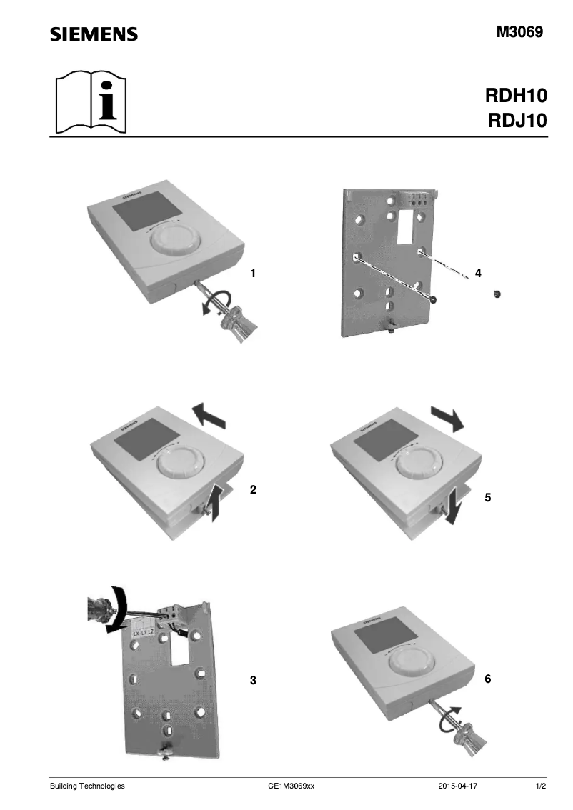 Page 1 de la notice Manuel utilisateur Siemens RDH10
