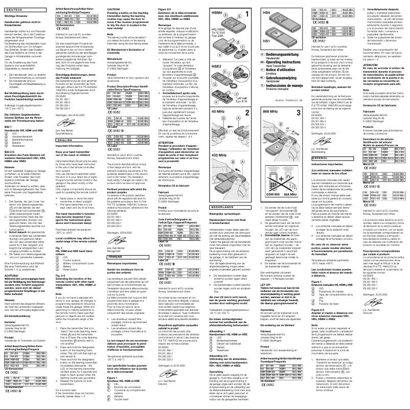 Image de la première page du manuel de l'appareil HSE2-868-BS