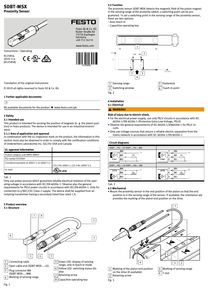 Page 1 de la notice Manuel utilisateur Festo SDBT-MSX-1L-NU-E-5-N-LE