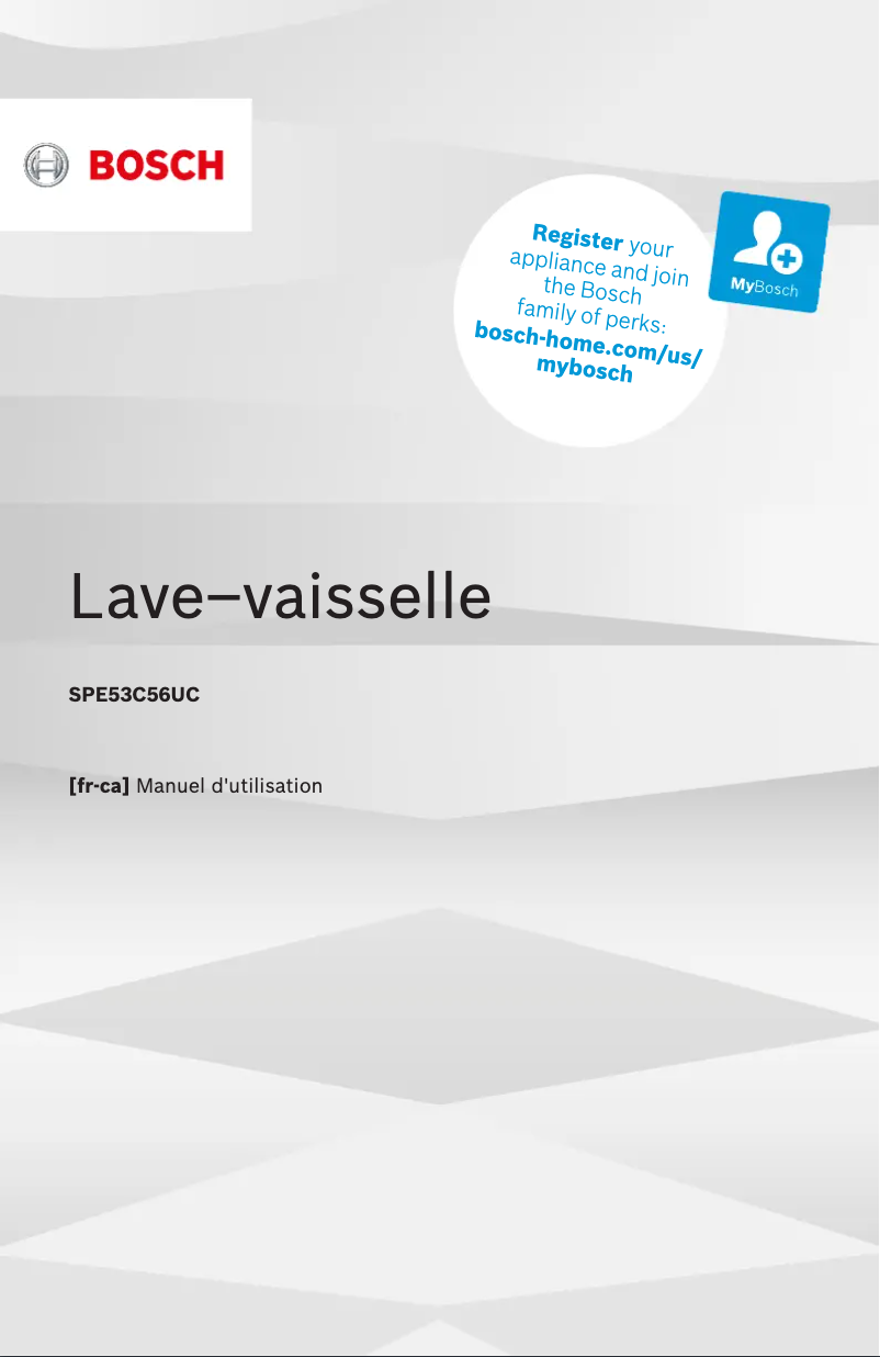 Page 1 de la notice Manuel utilisateur Bosch SPE53C56UC