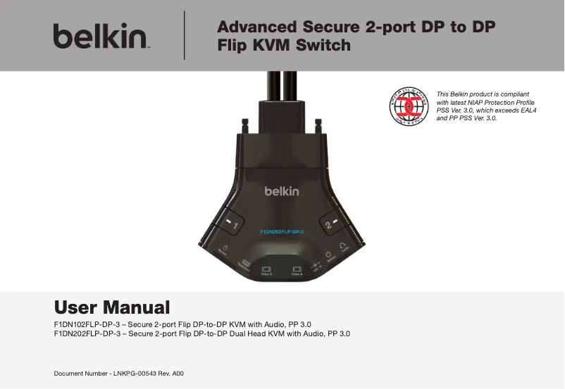 Page 1 de la notice Manuel utilisateur Belkin F1DN102FLP-DP-3