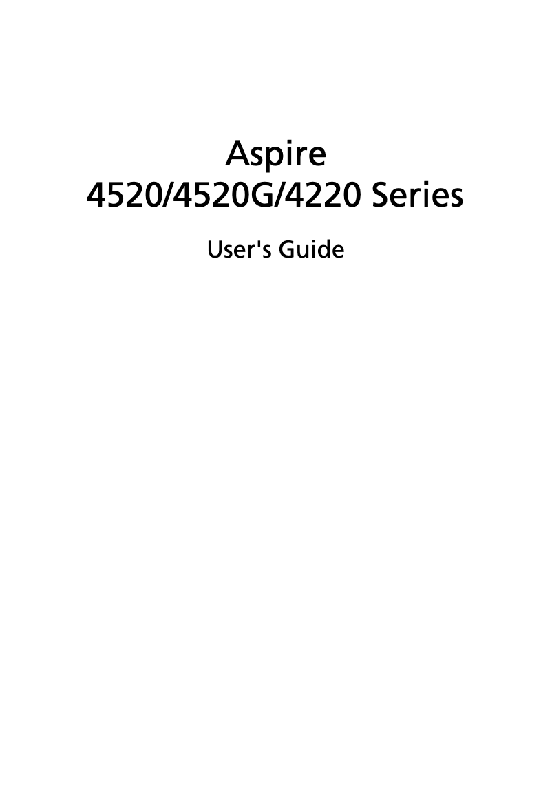 Page n°1 - Manuel utilisateur Acer Aspire 4520