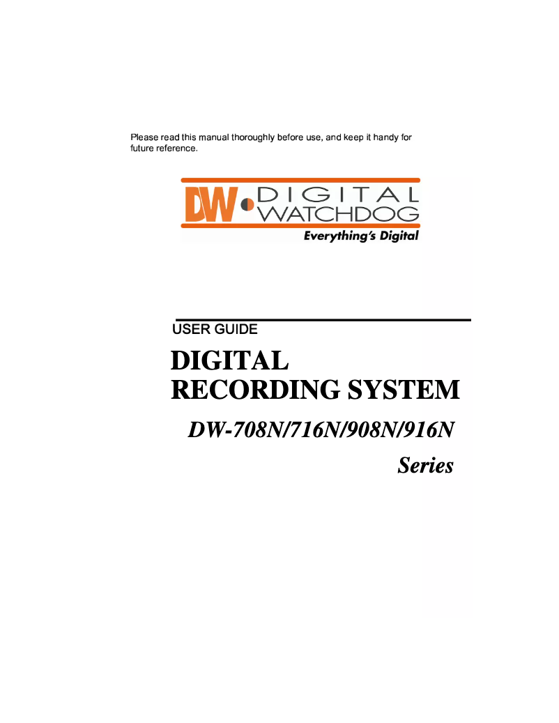 Page n°1 - Manuel utilisateur Digital Watchdog DW716N-1000