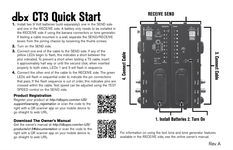 Page 1 de la notice Guide de démarrage rapide DBX CT3