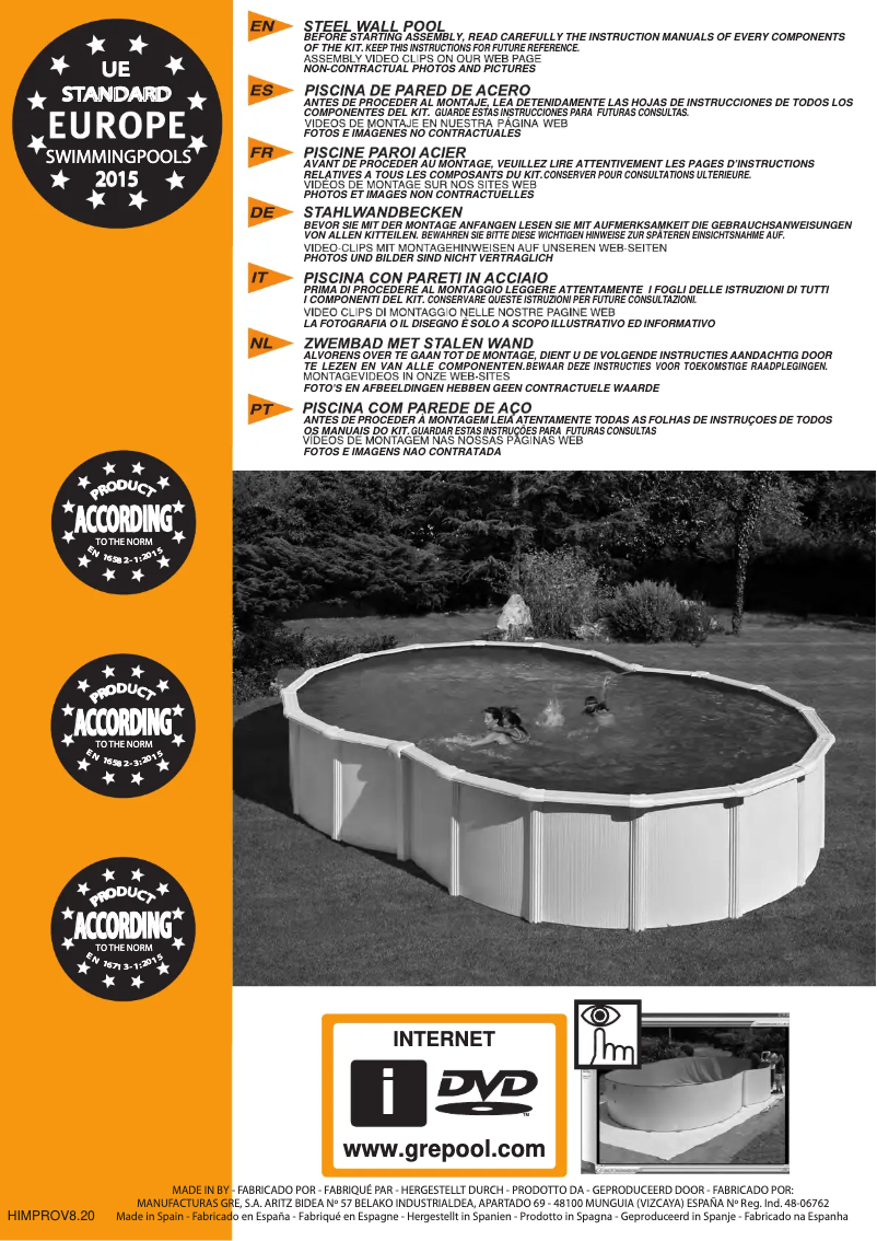 Page 1 de la notice Manuel utilisateur Gre KITPROV4870